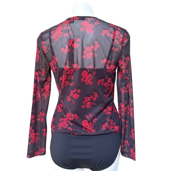 Tahari NWT Floral Mesh My Perfect Shape Bodysuit, Long Sleeves Women’s Size L - Picture 4 of 8